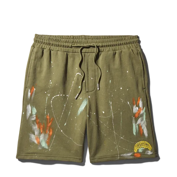 PAINT SPLAT KNIT SHORTS (GREEN)