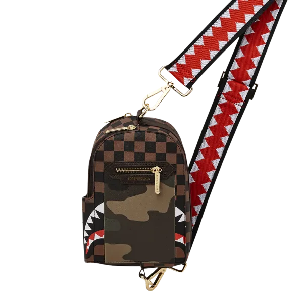 EXTERIOR GOLD ZIP POCKET SHARKS IN PARIS BACKPACK SLING