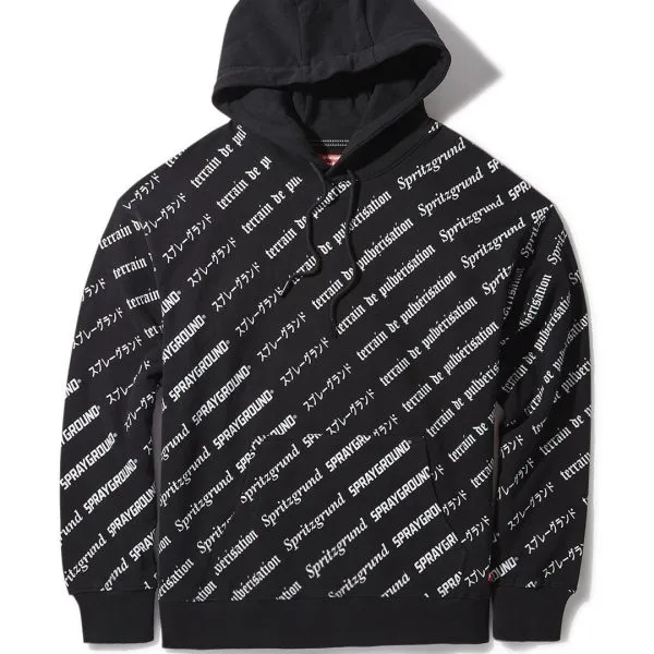 SG LOGO REPEAT HOODIE PULLOVER BLACK